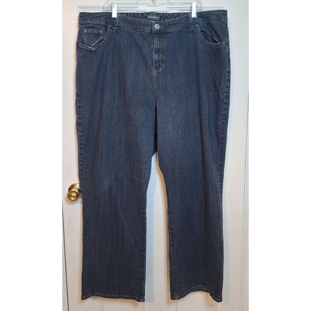 Venezia Dark Wash Blue Denim High Rise Stretch Bootcut Jeans Womens Plus Size 28